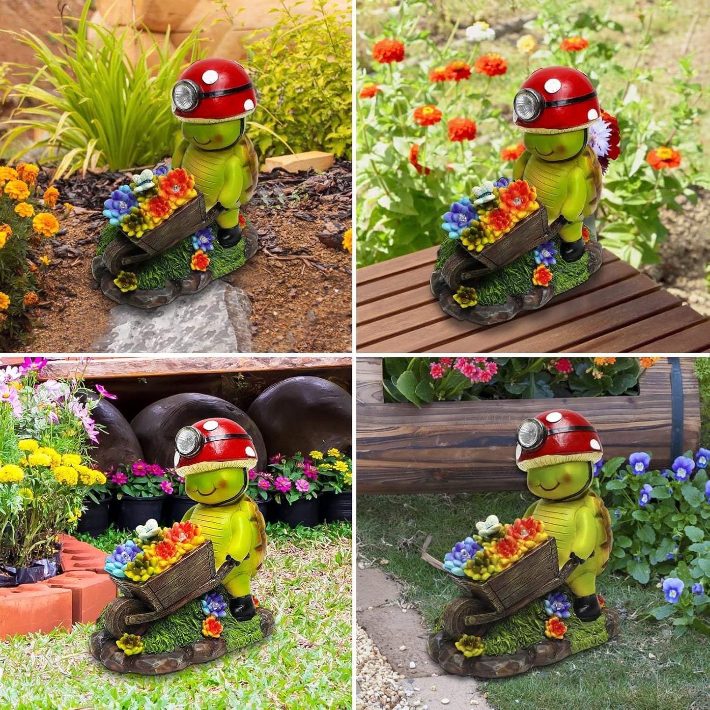 SunGlee Solar Light Turtle Outdoor Garden, Turtle Solar Light for Outdoors Yard Patio Decor 4 LED Sun Powered Outsides Turtles Decor Light Up Garden Statue Gardening Gift for Women Mother Decoration