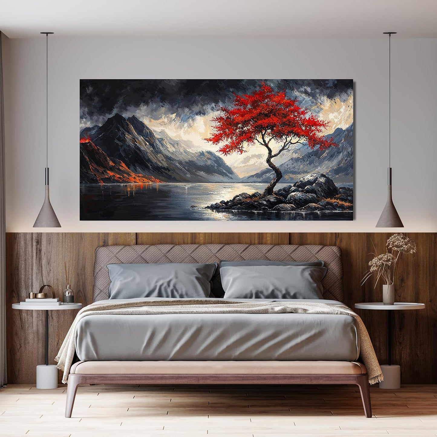 Canvas Wall Art Decor Black and White Vintage Wall Art Wall Art Pictures for Living Room Large Landscape Wall Art Prints Art Work for Wall Decor Red Artwork for Walls Bedroom Office Decor 29" X 58"