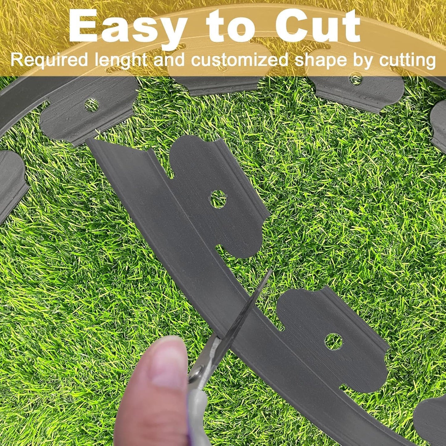 Landscape Edging 33 FT with 30 Spikes, No Dig Garden Edging Border [Extra Tall 4IN High], Flexible Lawn Edging for Landscaping Flower Beds Yard Pathway (Grey)