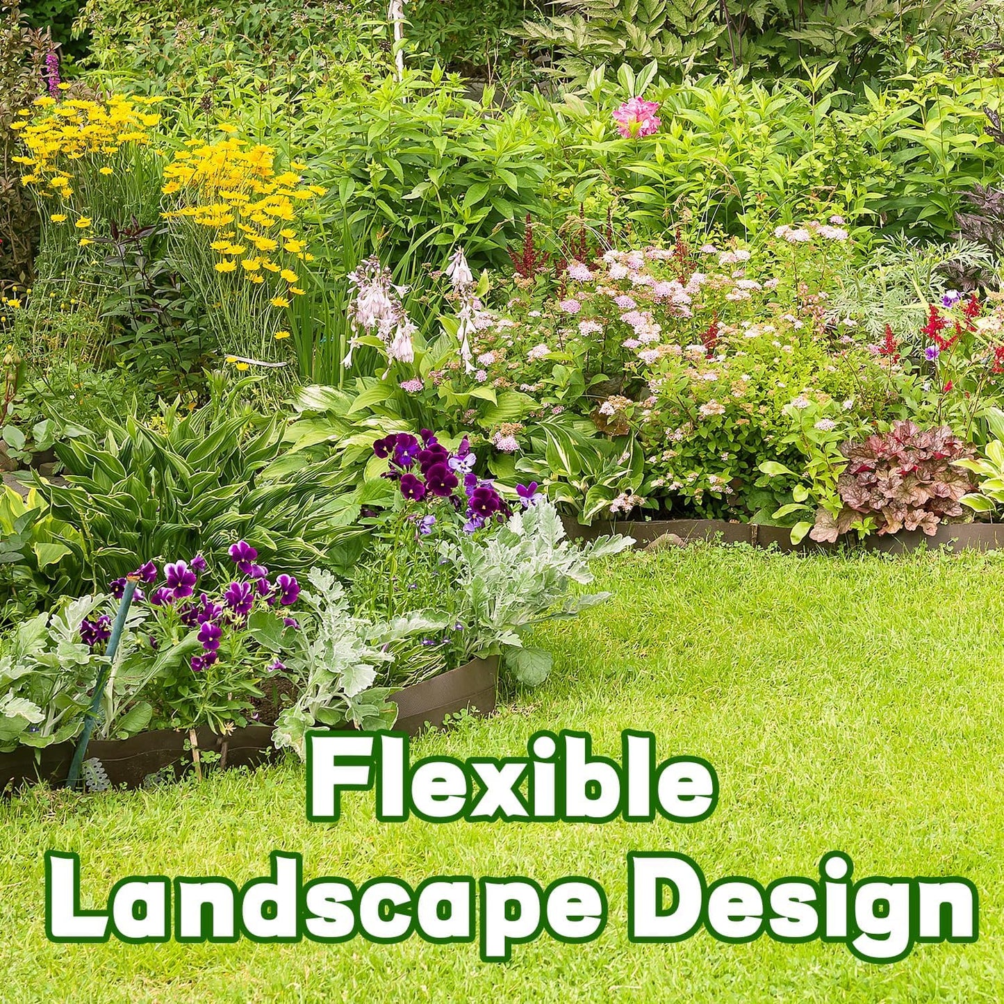 Mars Villa Landscape Edging 4 inch Tall 40FT Garden Edging Border with 40 Anchoring Spikes Flexible Garden Border Edging Kit, Plastic Edging for Landscaping for Lawn Flower Yard Paver (Black)