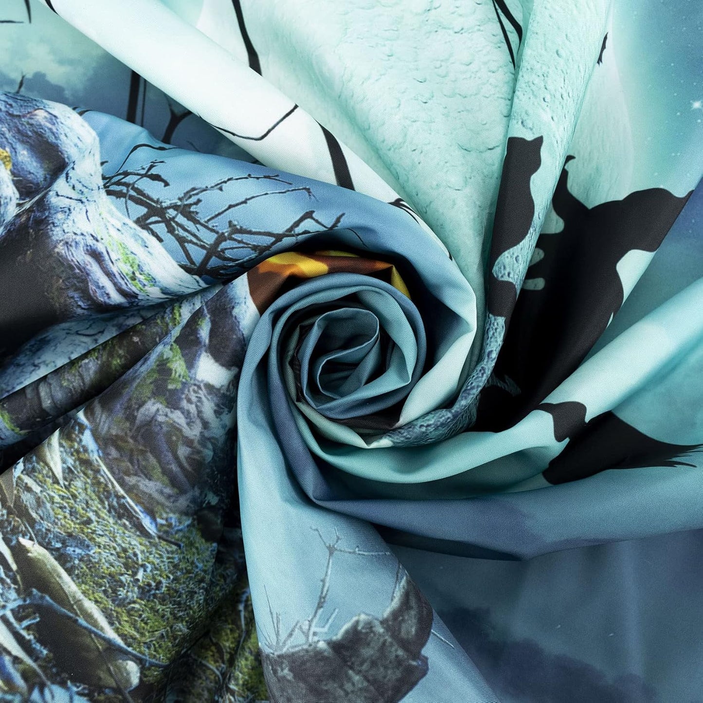 LB Halloween Tapestry Pumpkins Black Cat Dead Tree in Spooky Graveyard Full Moon Night with Witch Halloween Wall Hanging for Bedroom Living Room Dorm Decor 59x51 Inch