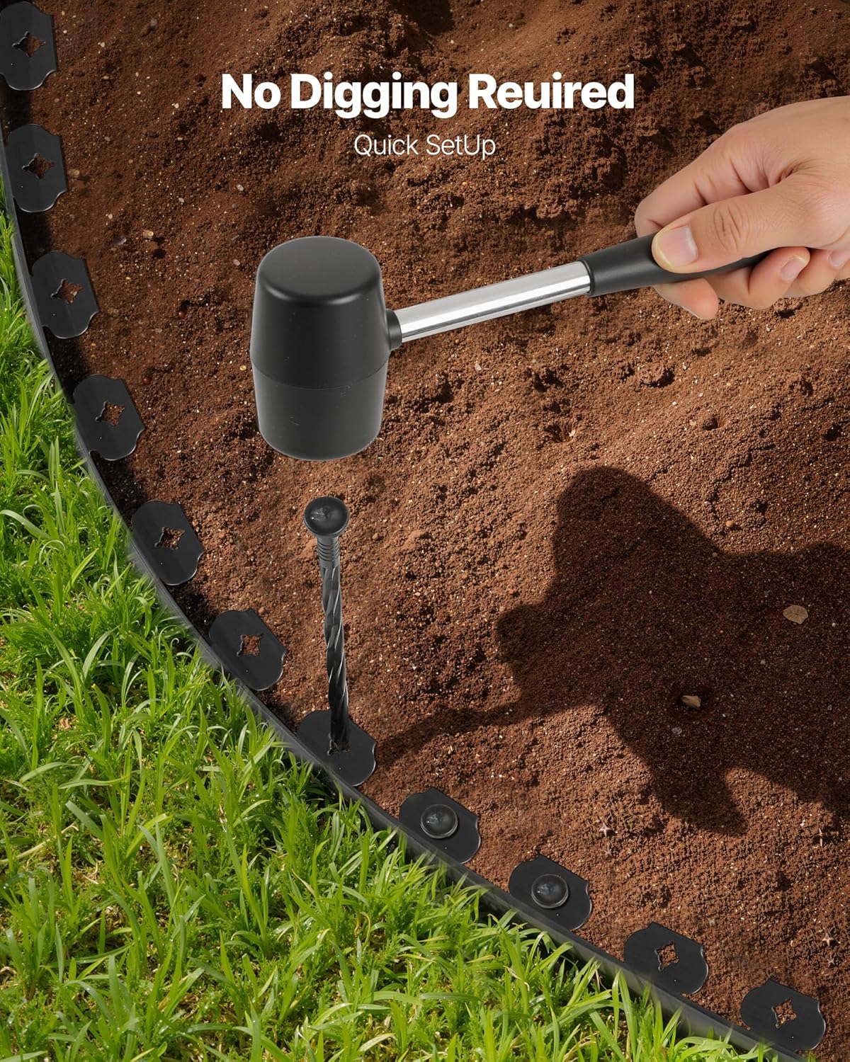 VEVOR Landscape Edging, 100 ft x 1.5 in Plastic Garden Border Edging with 120 Spikes, No Dig, Flexible Lawn Edgings Roll, UV-Resistant Mini Fence Borders Pathway Edgings for Flower Beds Yard Paver