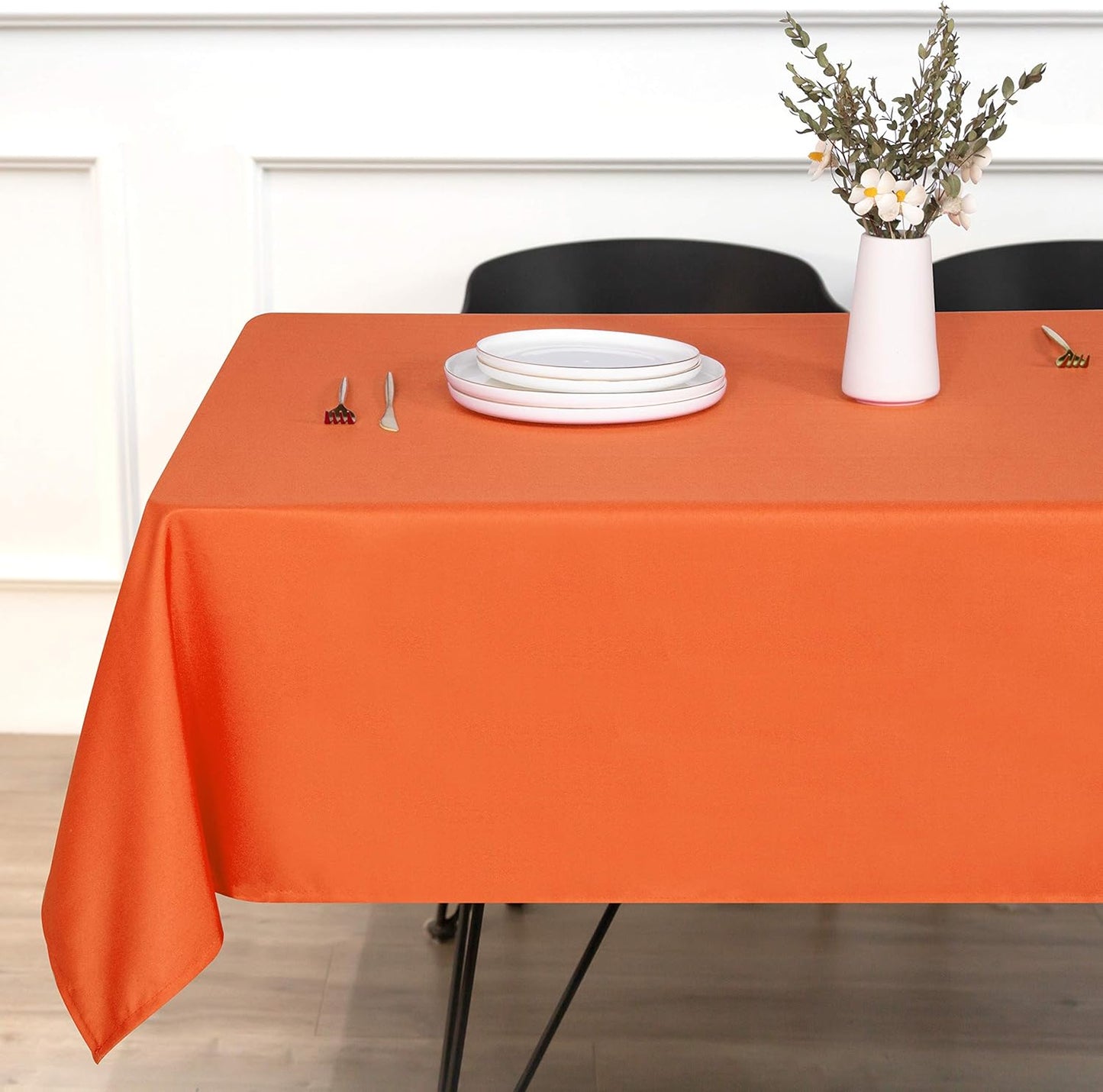 sancua Rectangle Tablecloth - 60 x 102 Inch - Stain and Wrinkle Resistant Washable Polyester Table Cloth, Decorative Fabric Table Cover for Dining Tables, Buffet Parties and Camping, Orange
