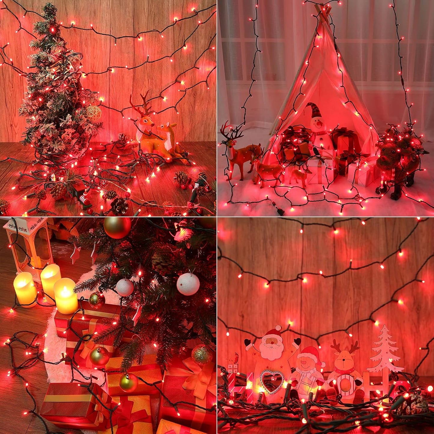 Brizled Red Christmas Lights, 33ft 100 LED Christmas String Lights, 5mm Wide Angle Mini Xmas Tree Lights, 120V UL Certified Connectable Xmas Light for Tree Party Wedding Home Indoor Outdoor Decoration