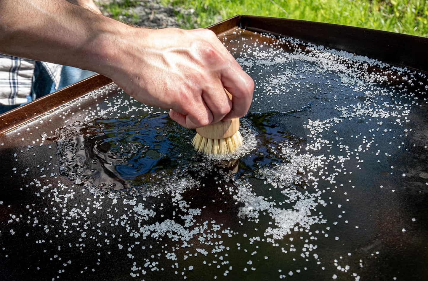 CARON & DOUCET - 100% Plant-Based Griddle Cleaning Soap and Salt Scrub Set: Best for Removing Rust & Cleaning Burnt On Food While Seasoning Griddle