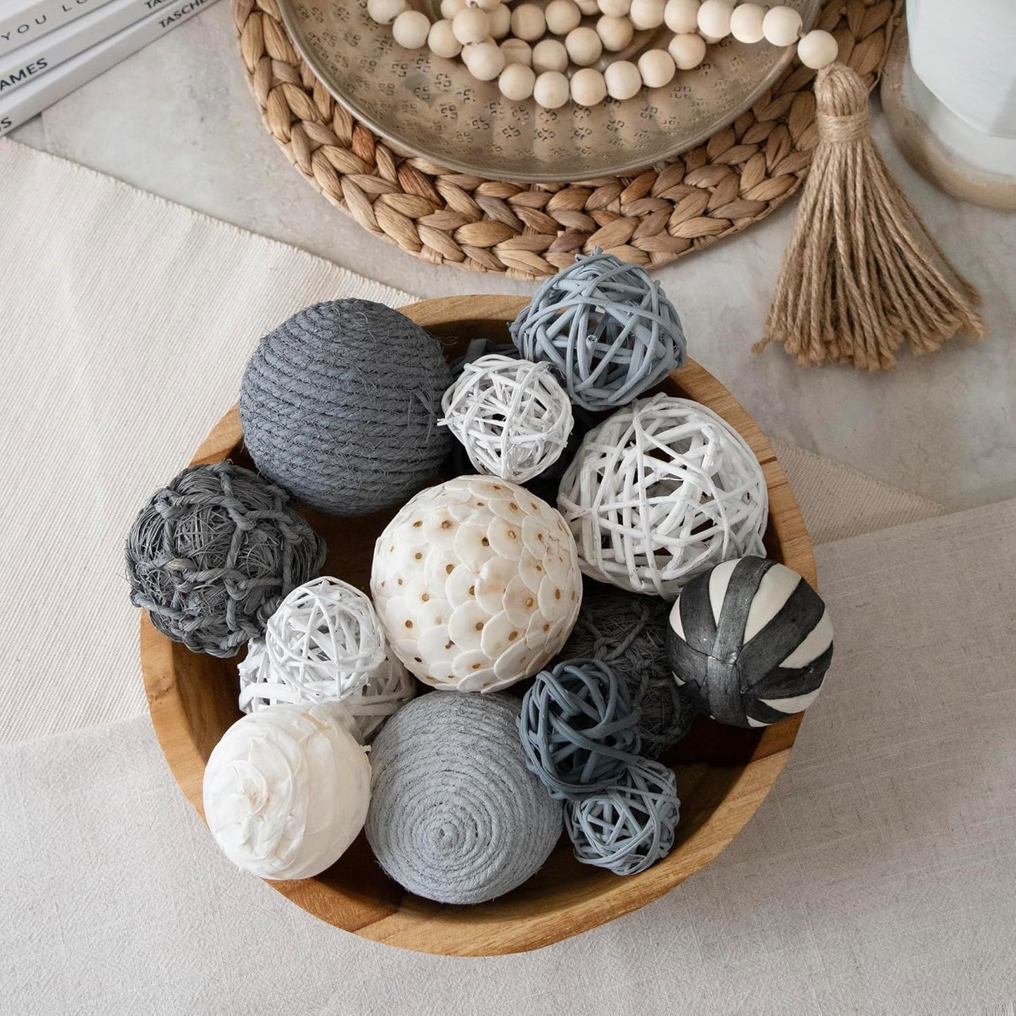 ANDALUCA Decorative Balls Bag Bowl Filler Home Decor (Grey)
