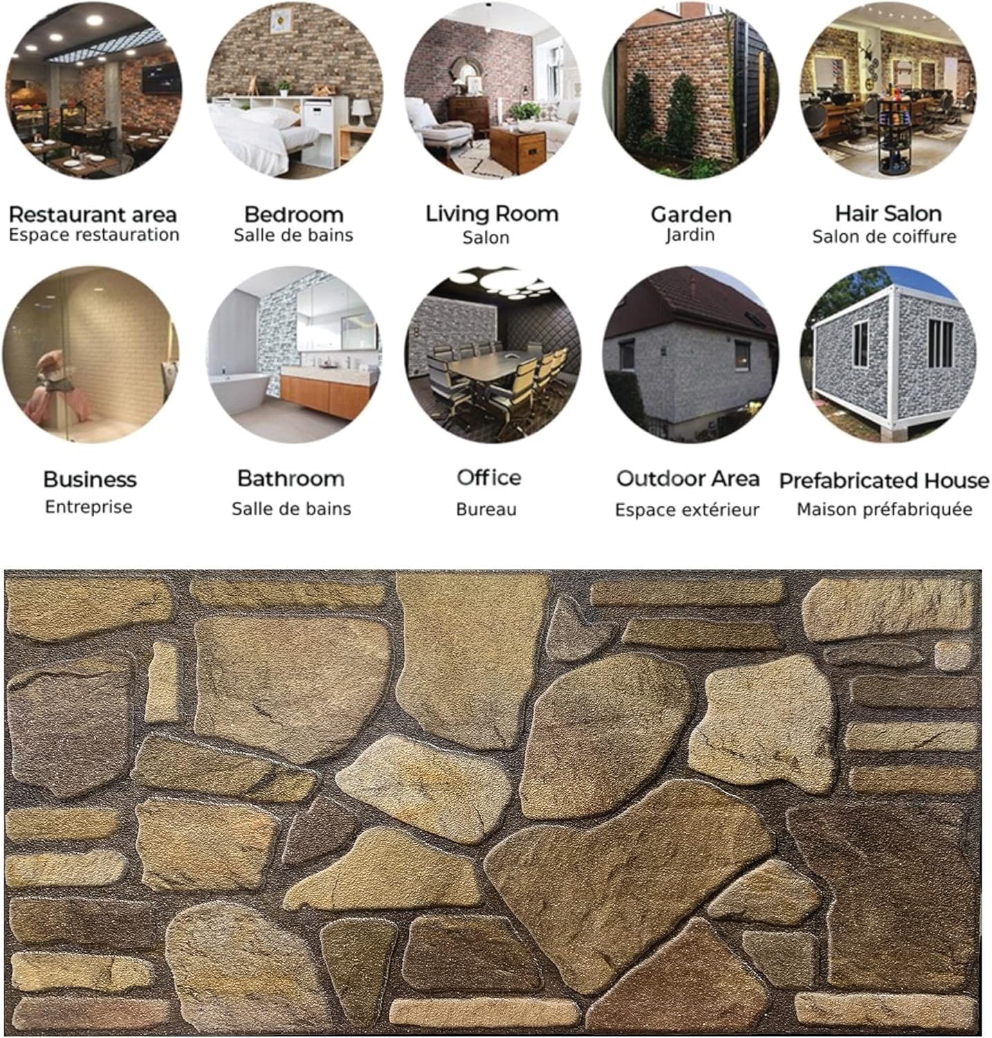 Dundee Deco 3D Wall Panels - Cladding Brown Hazel Gold Stone Look Wall Paneling, Styrofoam Facing for Interior and Exterior Applications, DIY, Sample, Size 10 x 10 in.