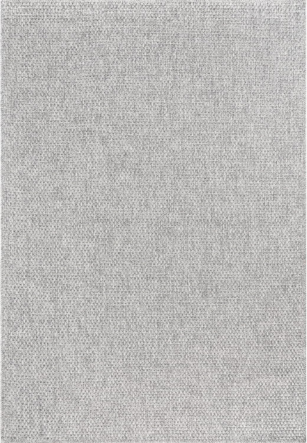 CAMILSON Easy Jute Rug 8x10, Indoor Outdoor Grey Color Area Rugs for Living Room Farmhouse Patio and Kitchen Rug, Solid Boho Woven Design, Easy-Cleaning, Washable Outside Carpet Alfombras (8 x 10)