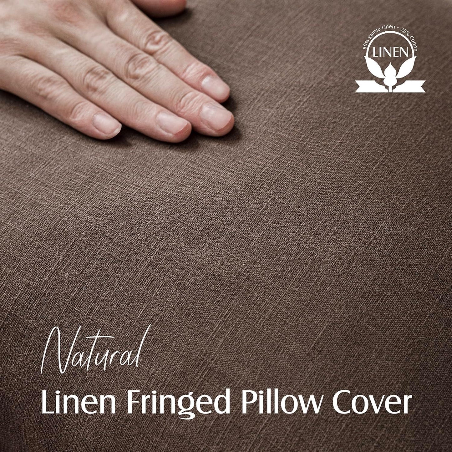 Foindtower Set of 2 Decorative Linen Fringe Lumbar Throw Pillow Covers Farmhouse Cushion Cover with Tassels Soft Accent Pillowcase for Couch Sofa Bed Living Room Home Decor,12×20 Inch,Reddish Brown