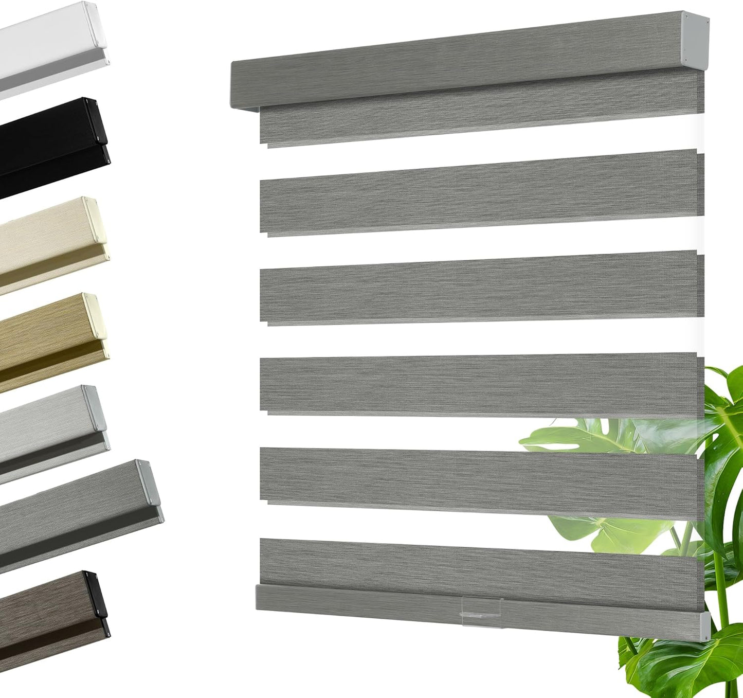 Cordless Zebra Blinds for Windows, Blackout Interior Blinds,Easy to Install,UV Protection,for Offices and Home,Custom Roller Shades, Mousse Grey,16" W x 80" H