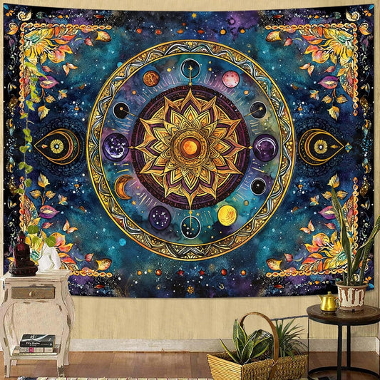 Lunerfex Mandala Solar System Tapestry Boho Tapestry for Bedroom Galaxy Tapestries Wall Hanging Living Room Wall Art and Home Decor 44x60
