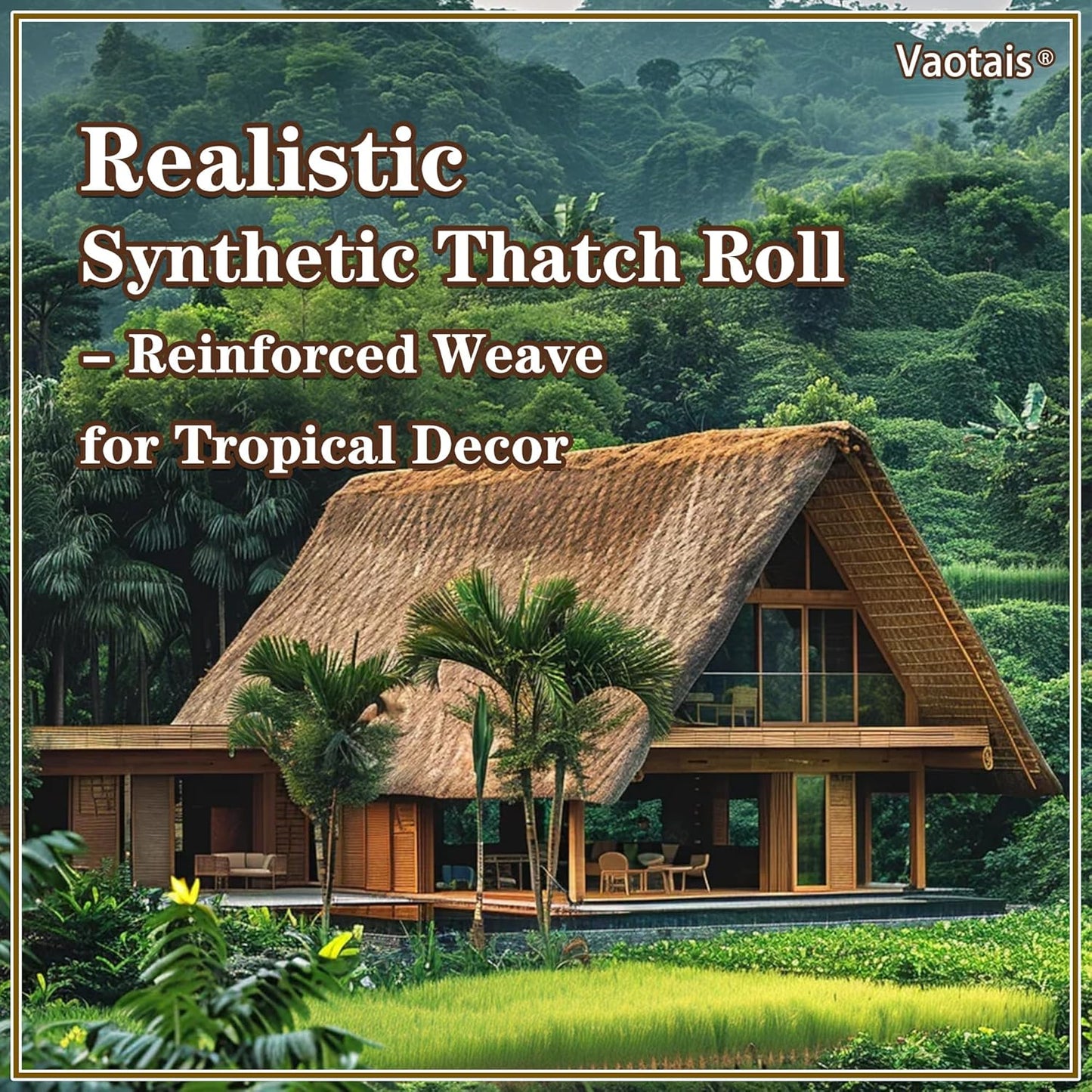 Realistic Synthetic Thatch Roll Sun-Bleached Yellow - 18 & 30 Inch Widths - Reinforced Weave for Mexican Palapa, Tiki Bars, Hawaiian Parties & Patio Decor (18 Inch Width x 20 Feet Length)