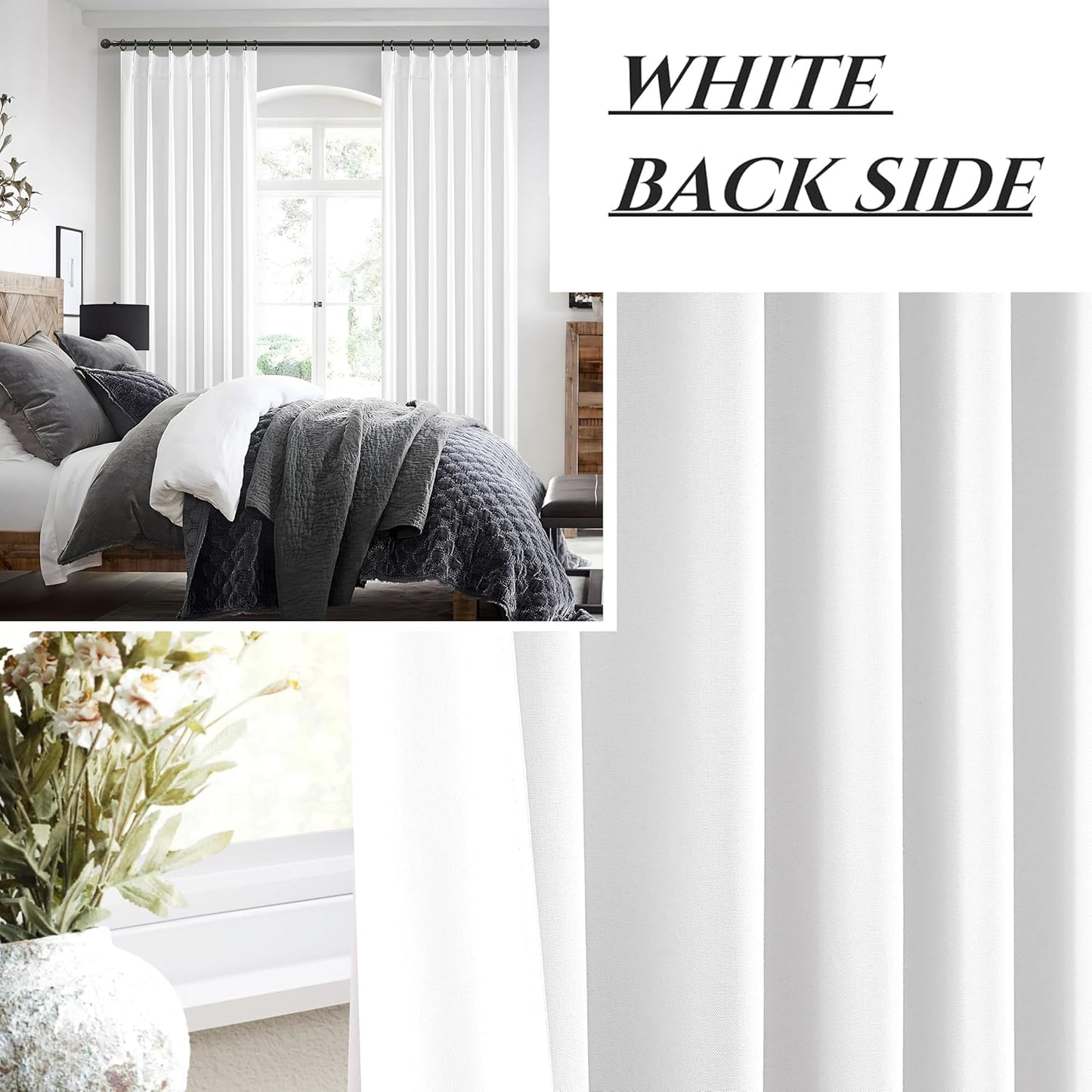 Bright White Curtains 108 Inches Long Pinch Pleated Linen Blackout Curtains for Living Room & Bedroom, Luxury Modern Floor to Ceiling Curtains Room Darkening Thermal Window Drapes Decor 9 FT