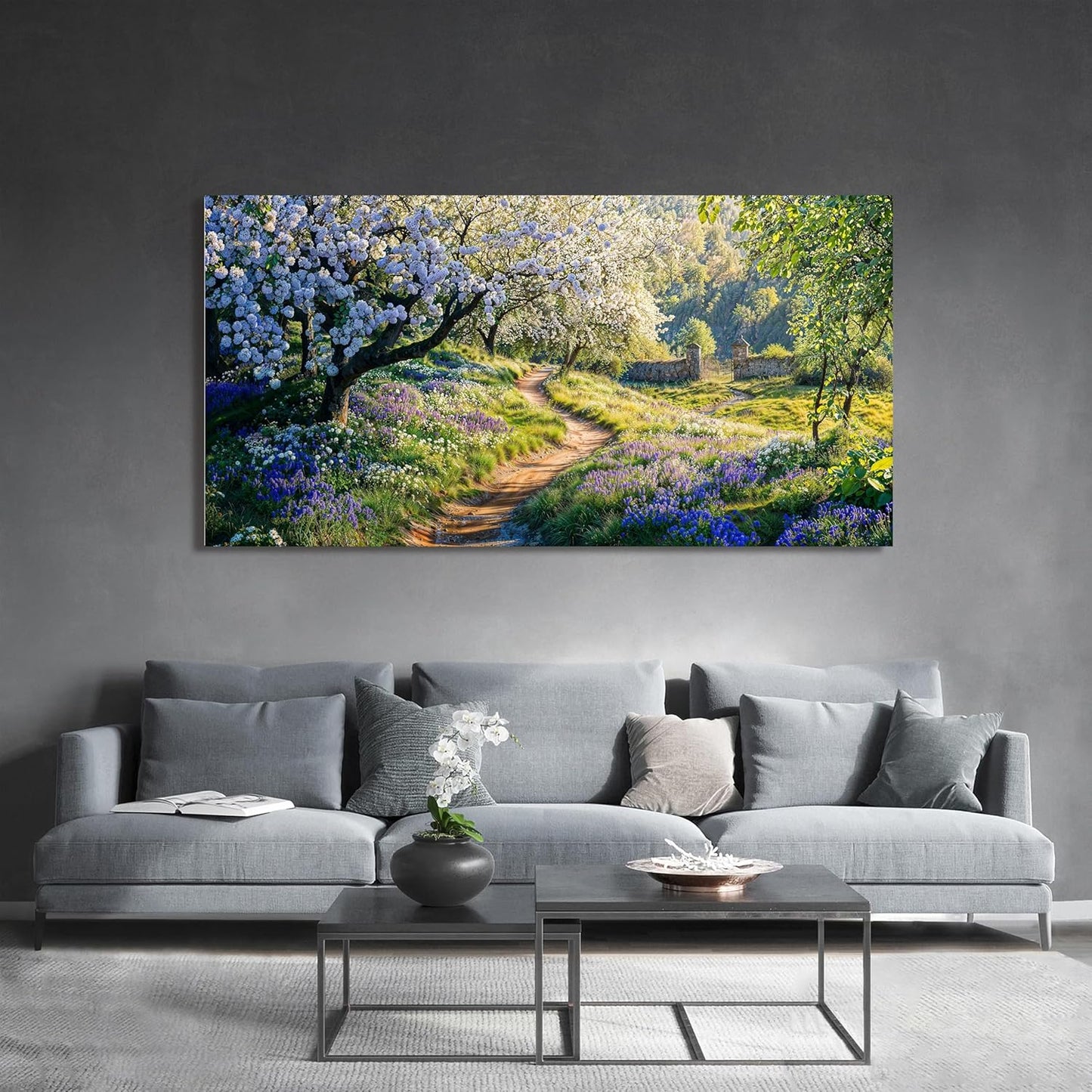 Large Canvas Wall Art Decor Large Modern Green Wall Art for Living Room Flower Tree Wall Art Prints Nature Art Work for Wall Decor Landscape Artwork for Walls Kitchen Bedroom Office Decor 29"X58"