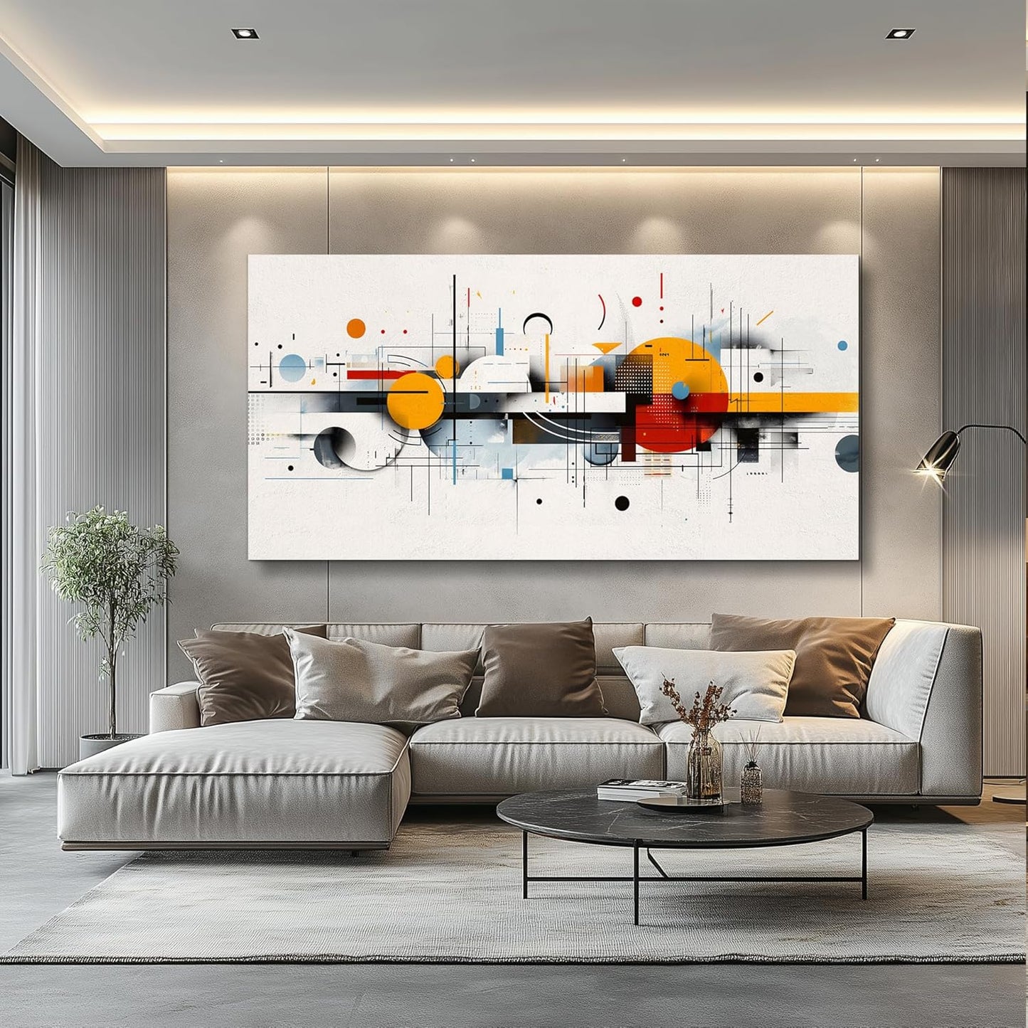KELIYUAN Large Canvas Modern Print Artwork Home Decor Abstract Geometry Red Yellow Blue Wall Decor For Living Room Dining Room Wall Art For Office Bedroom Hallway Decoration Aesthetics 30 X 60 In