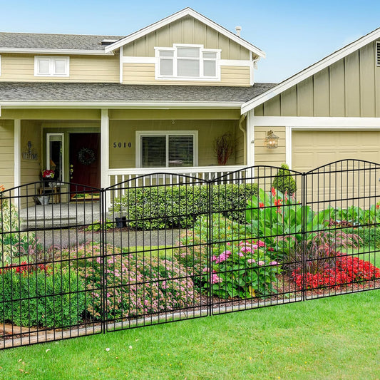 INJOPEXI Decorative Garden Fence 12 Panels 23.6ft (L)×30in (H) Garden Fences with 12 Panels Rustproof Metal Wire No Dig Animal Barrier Fencing Rabbit Dog Fence for Yard Patio Outdoor - Without Gate