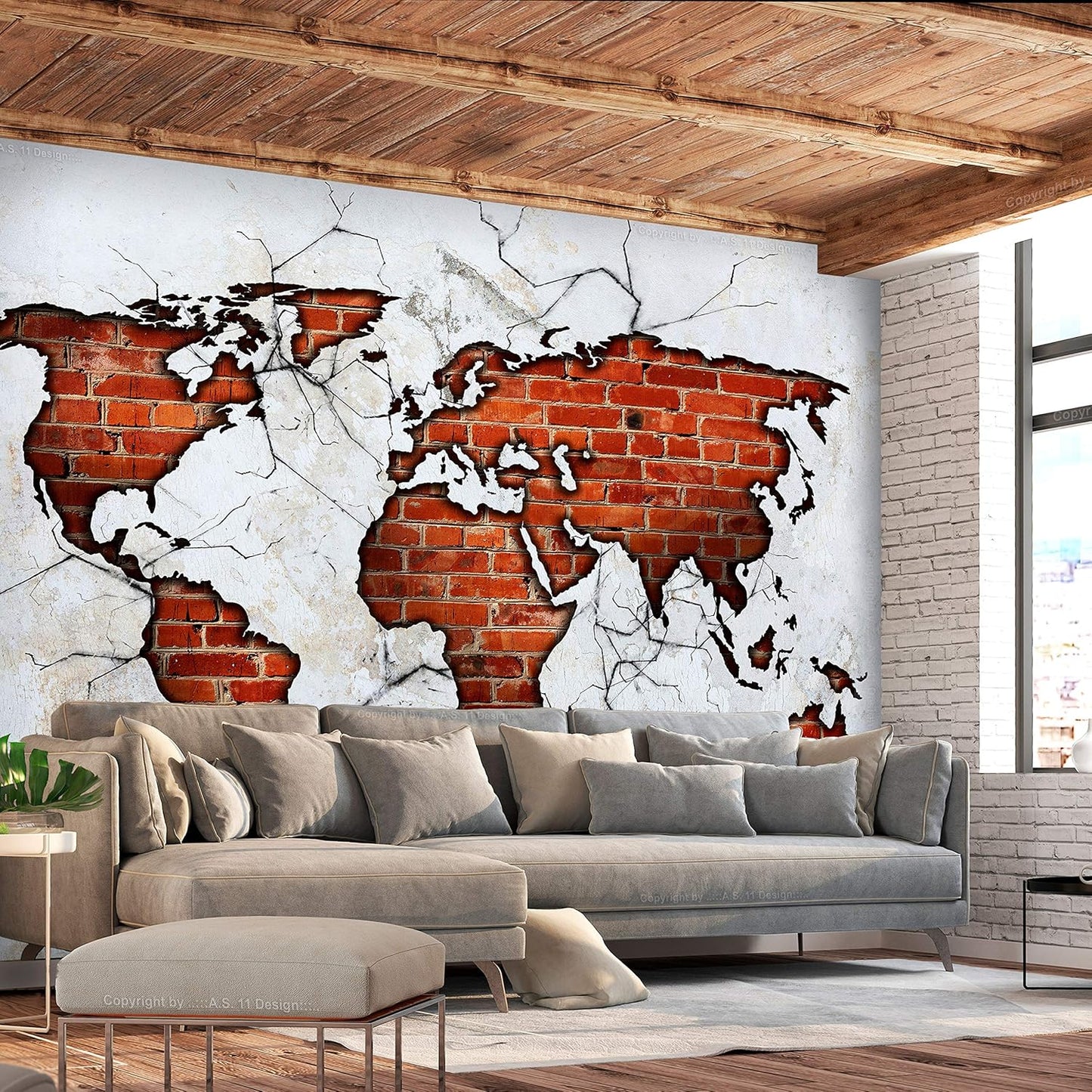 artgeist Wall Mural World Map 77x55 in - XXL Peel and Stick Self-Adhesive Wallpaper Removable Large Sticker Foil Wall Decor Print Picture Image Design Map of The World k-A-0495-a-a