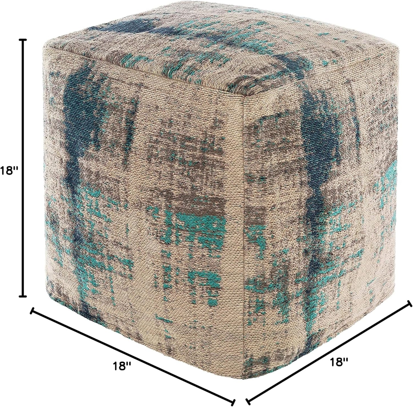 Mark&Day Pouf Ottoman, Puchenstuben Modern Aqua Cube Pouf Foot Rest for Living Room, Bedroom and Boho Home Decor (18"x18"x18")