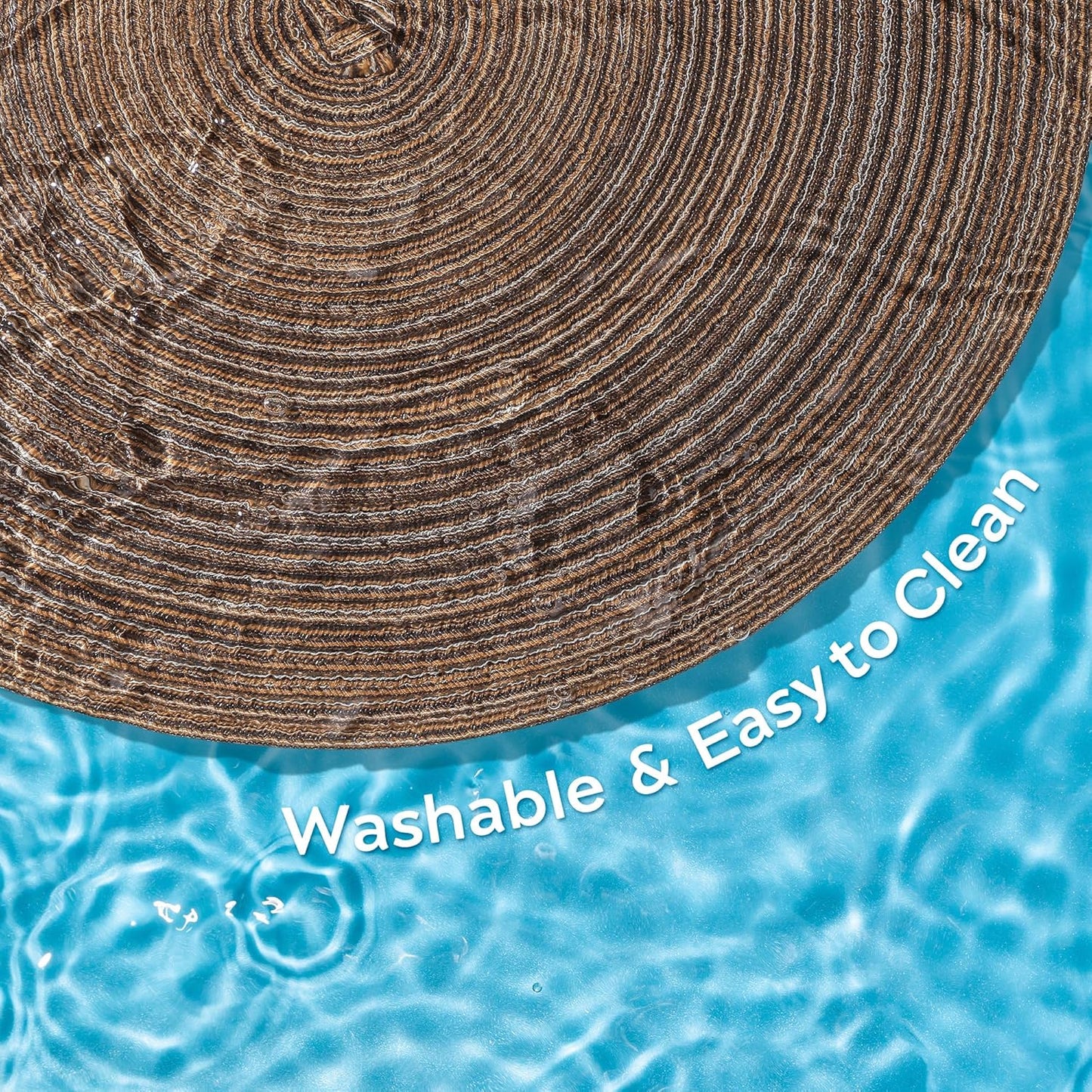 Leetaltree Round Placemats Heat and Slip Resistant Cotton Table Mats, Washable Bohemian Placemats for Dining Tables (Brown, Set of 6)