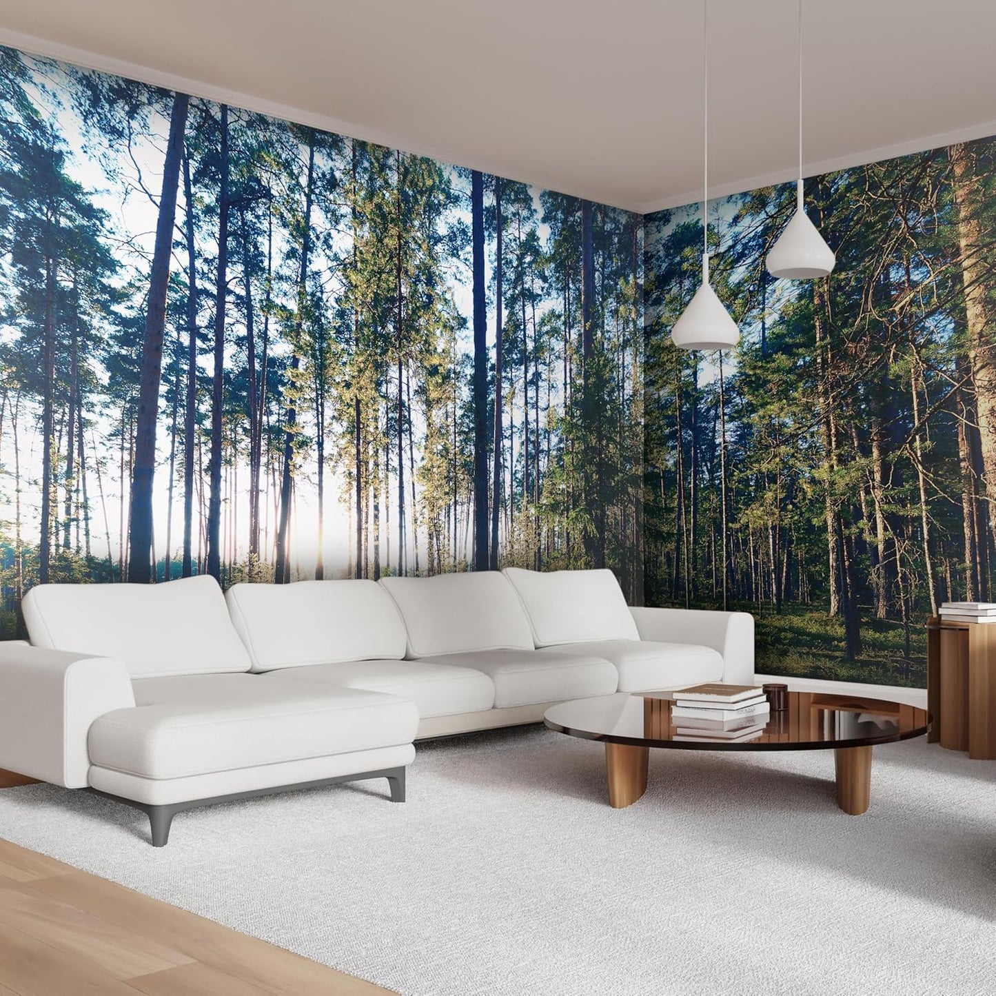 artgeist Premium Wall Mural Forest 216x98 in - Non-Woven Photo Wallpaper Art Print Fleece Wall Mural Decoration Forest Trees Sunris c-B-10185-a-a