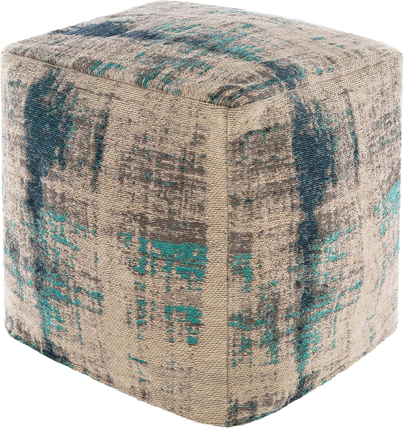 Mark&Day Pouf Ottoman, Puchenstuben Modern Aqua Cube Pouf Foot Rest for Living Room, Bedroom and Boho Home Decor (18"x18"x18")